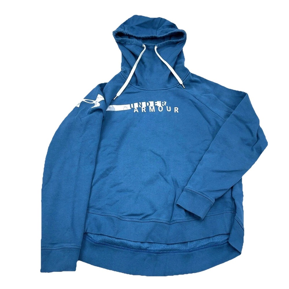 Under Armour Hoodie Women Medium Blue Sweatshirt High Turtle Funnel Neck Sweater